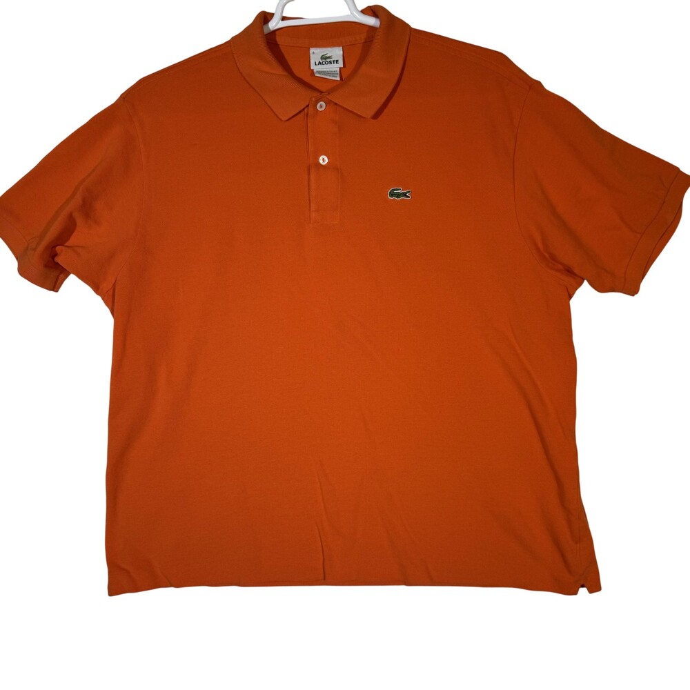 Lacoste Polo Shirt Mens 3XL Orange Pique Short Sleeve Crocodile Logo Cotton